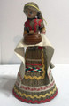 Vintage Russian Folk Art Straw Doll Carrying a Wood Bread Box - 1960's