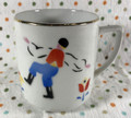 Vintage Amphora Porcelain Gold Rimmed Coffee Mug Cup Man Dancing Czecho-Slovakia