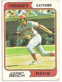 Topps #10 Johnny Bench Cincinnati Reds Baseball Card - 1974