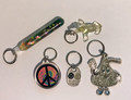 5 Retro Keychains Magic Wand Peace Sign Friends Forever Hersey's Kiss Baby Seal