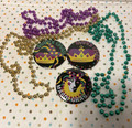 Mardi Gras New Orleans Six Piece Gold, Green, Purple Bead and Button Pack