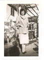 Vintage Black & White Snapshot with Scalloped Edge Woman in Yard - 1960's