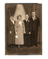 Vintage Black & White Snapshot Two Couples at a Wedding - 1940's