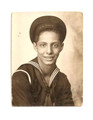 Vintage Black & White Snapshot Junior in US Navy Uniform from June 11 - 1945