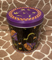 NIP Tin Box Company Halloween Round Tin Pumpkins Candy Moons BLACK Background