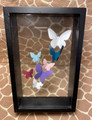 Butterfly Shadow Box with 7 Metal Butterflies Pastel Colors Wall Hanging