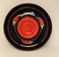 Black & Red Ceramic Margarita Salt Dish with Chili Peppers - 6 1/4 inch wide