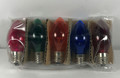 5 Multicolored C7 Indoor Outdoor Twinkle Bulbs - Red, Blue, Amber, Green, Pink