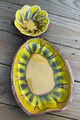 Vintage California Pottery Sequoia Ware Pineapple Platter Dip Chip Set G55 Made 
