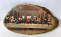 Vintage Last Supper Wood Slice Decoupage Wall Plaque with Bark Edge - 1970's