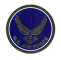 U.S. Air Force Emblem Logo Military Metallic Blue Silver Sticker 4 inches round