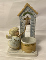 Vintage Christmas Angel Ringing Church Bell at Well Candle Holder Figurine 1983