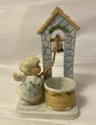 Vintage Christmas Angel Ringing Church Bell at Well Candle Holder Figurine 1983