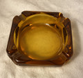 Vintage Amber Glass Ash Tray  3 3/4 inch Square - 1960's