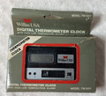Vintage NOS Willas USA Digital Thermometer Clock with High-Low Temp Alarm - 1987