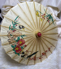 Vintage Bamboo and Rice Paper Umbrella 20 inch diameter - 1960's