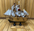 Vintage Miniature Wood Treasure Island Pirate Ship Model - 1980's