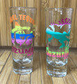 Set of Two Tall Cozumel Mexico Shot Glasses Gecko Lizard and Viva El Tequila