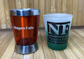 Set of Two Niagara Falls Shot Glasses Stainless Steel and Frosted Glass