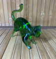 Vintage Green Glass Pouncing Cat - 1970's