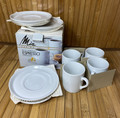 Vintage NOS Mia Cucina Espresso Demitasse Set of 4 Porcelain Cups Saucers - 1987