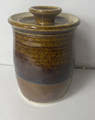 Signed Stoneware Jar with Lid Mustard Jar Spice Jar  3 1/4 inches in diameter