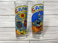 Vintage Set of 2 Whimsical Unique Colorful Cancun Tall Shot Glasses  - 1990's