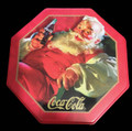 Coca Cola Coke Octagon Santa Christmas Tin - 5 1/4 inch diameter