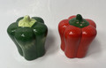 Vintage Zest Gardens Ceramic Red & Green Bell Pepper Salt & Pepper Shakers - 1980's