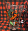 Vintage Clear Pitcher Glass With Red & Green Chili Peppers Made in USA - 1990's