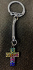 Handcrafted Multicolor Rhinestone Cross Chrome Steel Key Chain Charm Accessory