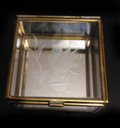 Vintage Made in Mexico Glass Mirrored box with Etched Bird in Grass -  1.5 inch