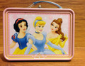 BNIP Disney Princess Cinderella, Belle & Snow White Mini Tin Lunch Box Handle Wo