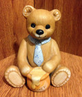 Vintage Homco Figurine Boy Bear with Blue Tie and Honey Pot - #1405