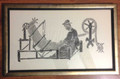 Antique/Vintage Chinese/Japanese Hand Printed Woodblock Print of a Man Working o
