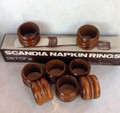 Vintage Set of Scandia Wood Napkin Rings in Original Box Set of 8