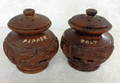 Vintage Hand Carved Tiki Hut Wooden Salt and Pepper Shakers