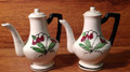 Vintage Ceramic Tall Teapot Salt & Pepper Shakers Made in Japan - 1980's
