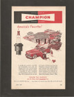 Vintage Champion Spark Plugs Two Color Magazine Ad - 1949