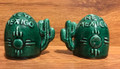 Vintage Ceramic Green New Mexico Salt & Pepper Shakers with Cactus Handle - 1970