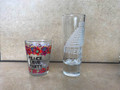 Set of Two Shot Glasses - Tall Riviera Maya Mexico and Short Peace Love Party
