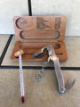 Vintage Wine Thermometer and Corkscrew in Wood Case - 1980's