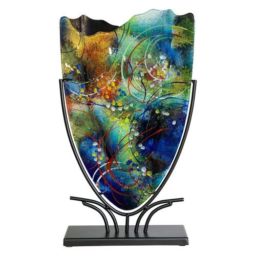 19" x 11" Multi layered fused glass vase