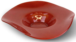 Our 19in metallic red fused glass bowl is food-safe