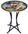A contemporary fused glass cafe table featuring bright red poppies