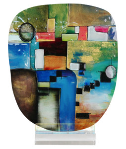 11" x 14.5" Oval Sculpture Geometric Abstract with Acrylic Stand (70158) (Coming in December)