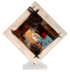 16.5" x 17.5" Square Sculpture Red Reflections with Acrylic Stand (70161)