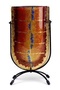 Mini U Vase with red, blue, and gold colors