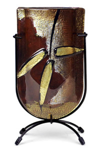 9" Mini U vase, Hand painted on fused glass (73001)