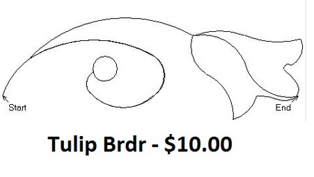 Tulip brdr is a digital quilt pattern designed for longarm quilting.  Actual width is 1.4 inches and actual height is 0.47 inches.  Download contain both qli and iqp format.